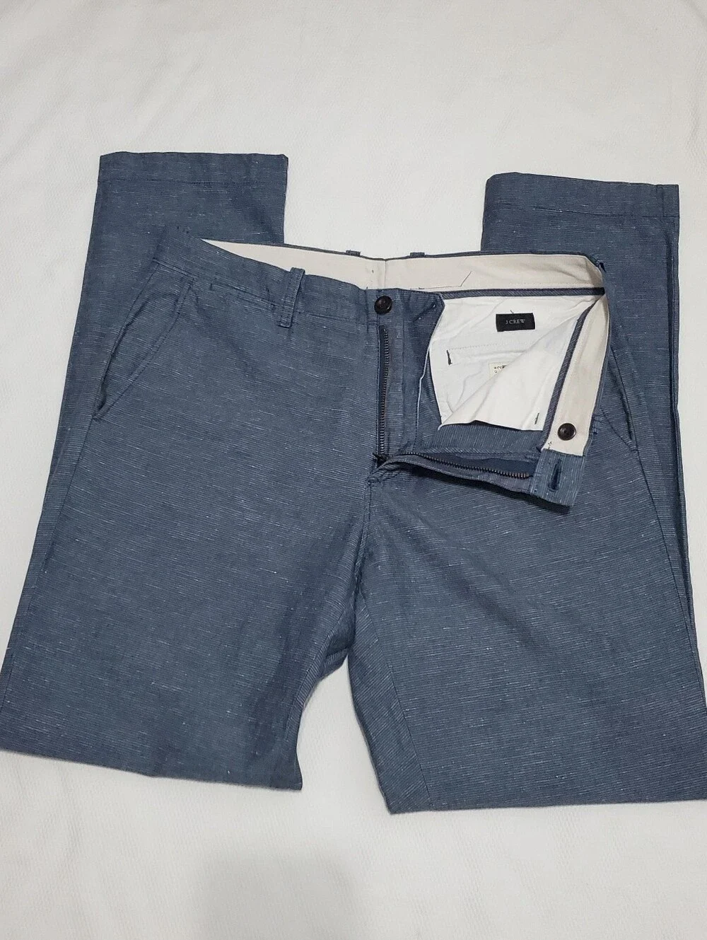 J. Crew 770 Straight Fit McNutt Linen Blend Chino Pants Blue 32 Waist